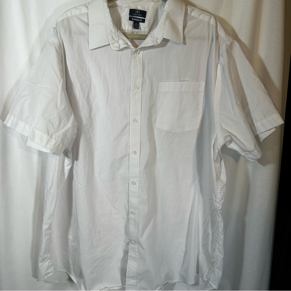 White Short Sleeve button down shirt George mens size 3XL